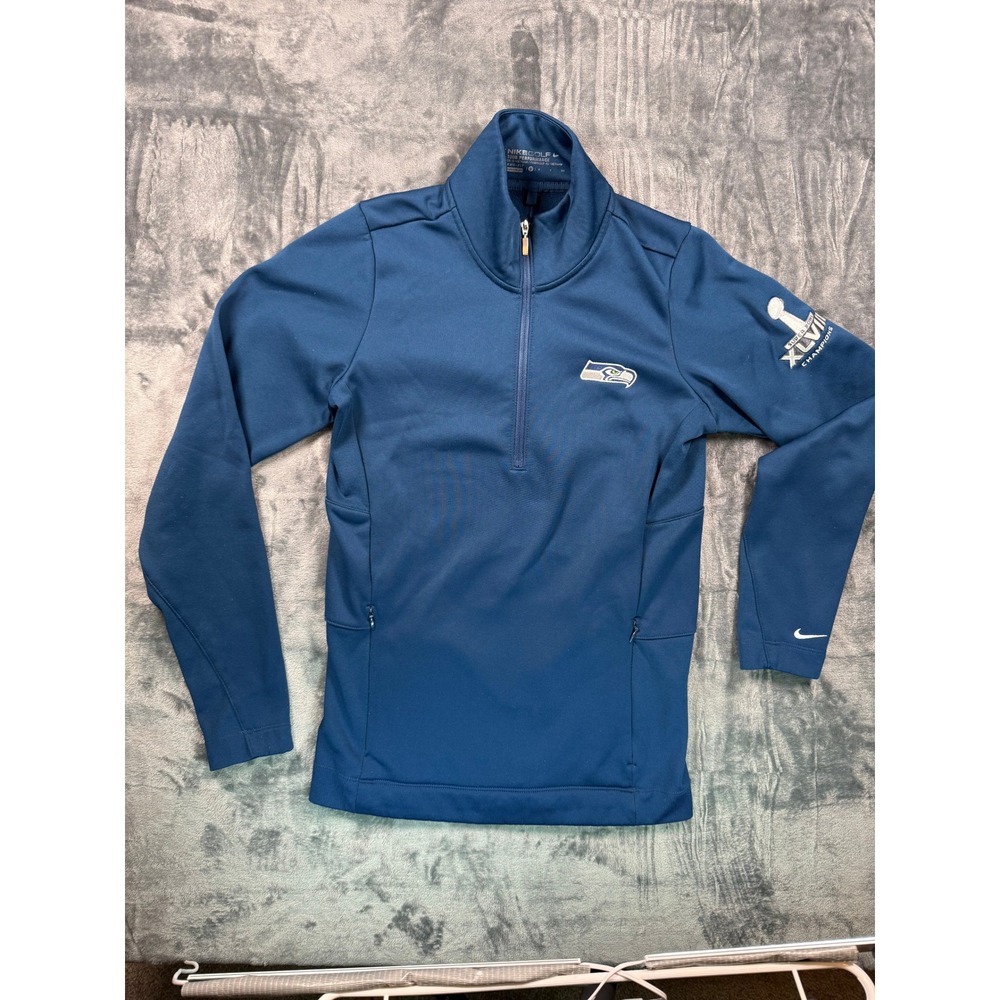 Nike Pullover Mens S Blue Seattle Seahawks Super Bowl XLVIII Therma-FIT Half Zip